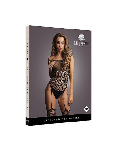 Strapless, crotchless teddy with stocki acquista online su Porky's Store