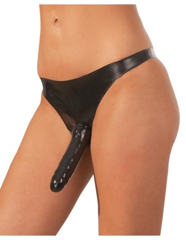 Latex Briefs with 2 Dildos