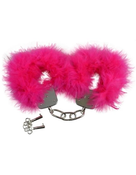 METALLIC HANDCUFFS FEATHER PINK
