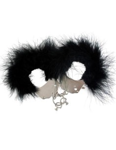 METALLIC HANDCUFFS FEATHER BLACK acquista online su Porky's Store 2
