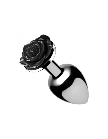 Black Rose Butt Plug - Medium - Black