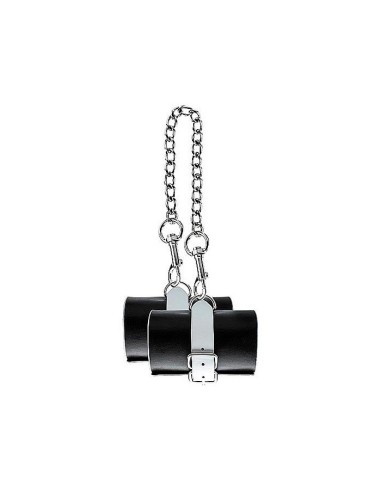 Leather Black and White Hand or Leg Cuff