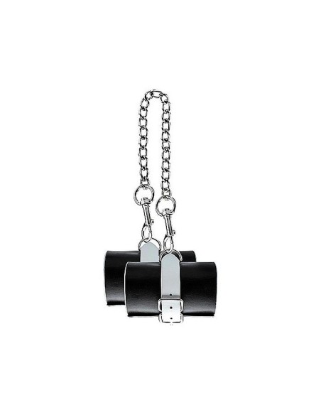 Leather Black and White Hand or Leg Cuff