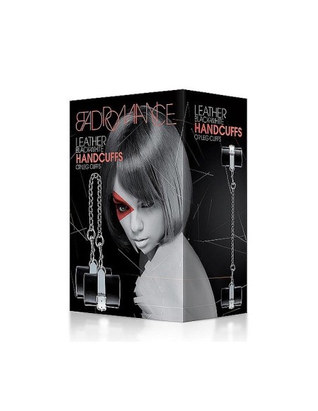 Leather Black and White Hand or Leg Cuff