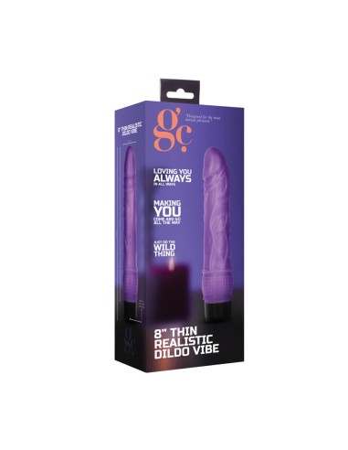 8 Inch Thin Realistic Dildo Vibe- Purple