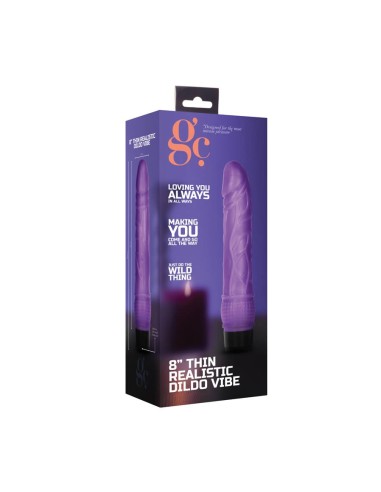 8 Inch Thin Realistic Dildo Vibe- Purple
