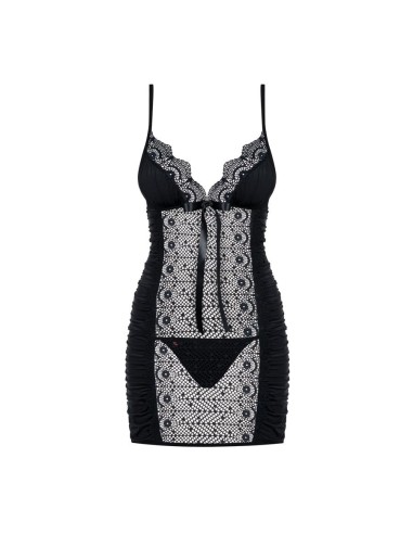 Mokettina chemise & thong  black