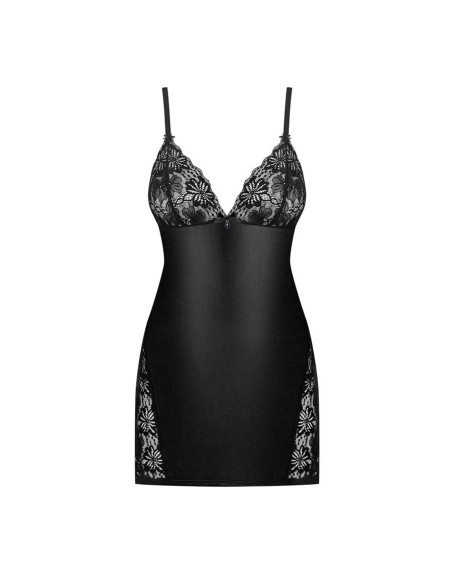 846-CHE-1 chemise & thong  black