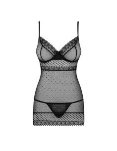 817-CHE-1 chemise & thong  black 2