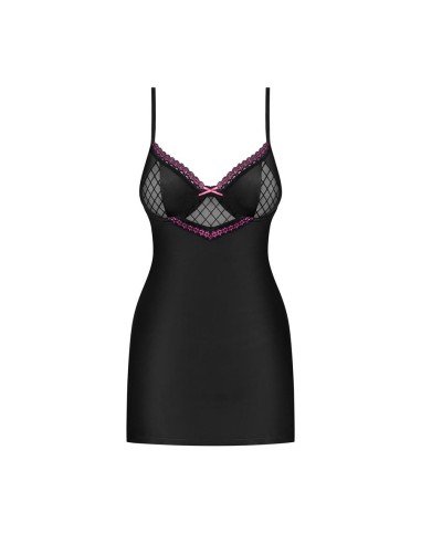 819-CHE-1 chemise & thong  black