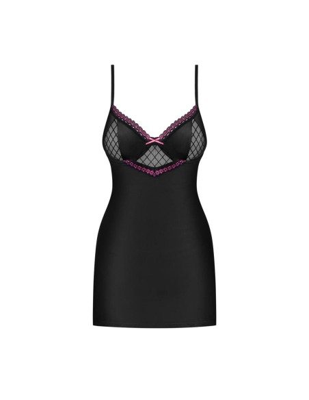 819-CHE-1 chemise & thong  black