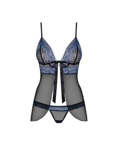 844-BAB-1 babydoll & thong  black