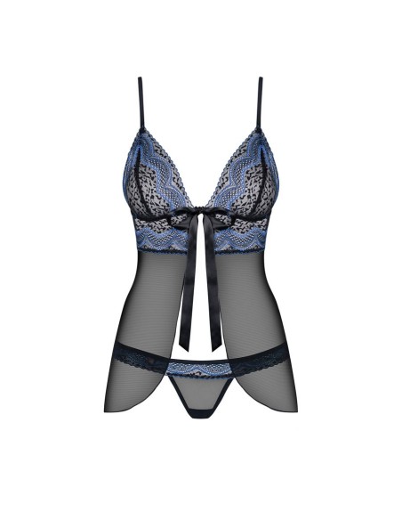 844-BAB-1 babydoll & thong  black