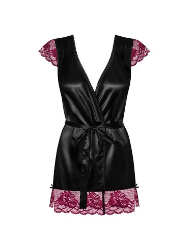 842-PEI-1 peignoir & thong  black