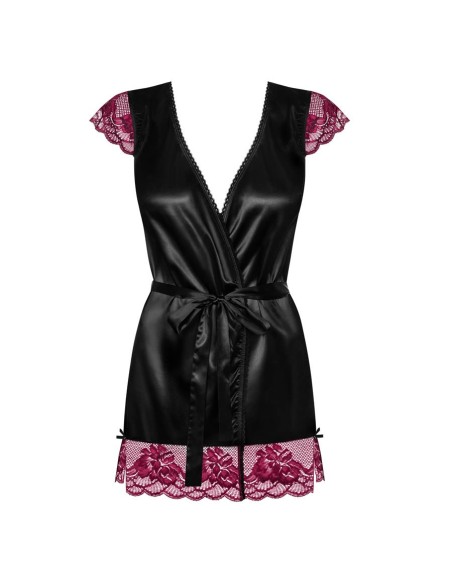 842-PEI-1 peignoir & thong  black