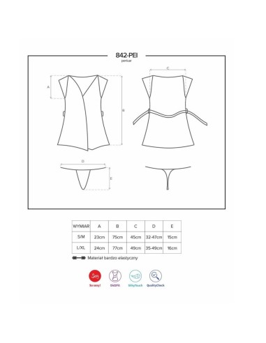 842-PEI-1 peignoir & thong  black