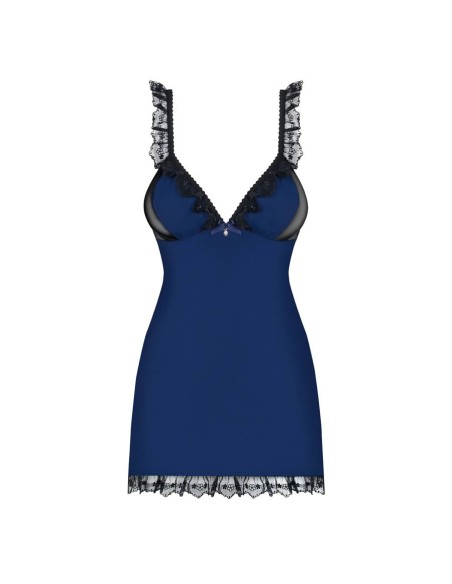 825-CHE-6 chemise & thong  navy blue