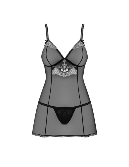 840-BAB-1 babydoll & thong  black