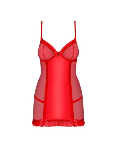 827-CHE-3 chemise & thong  red