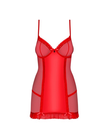 827-CHE-3 chemise & thong  red