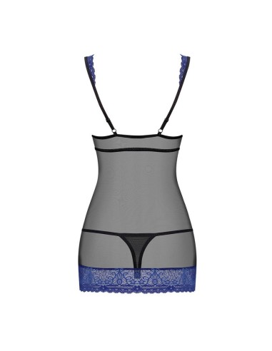 850-CHE-6 chemise & thong  blue