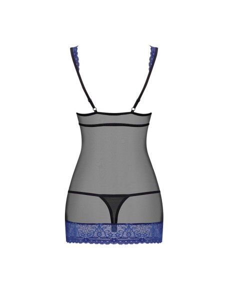 850-CHE-6 chemise & thong  blue