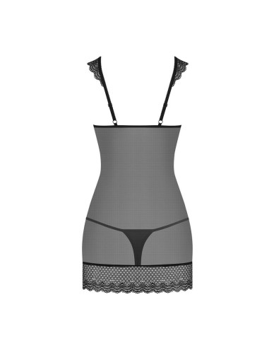 857-CHE-1 chemise & thong  black