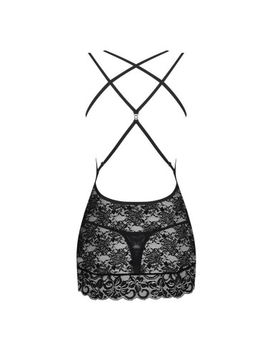 860-CHE chemise & thong  black