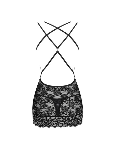 860-CHE chemise & thong  black