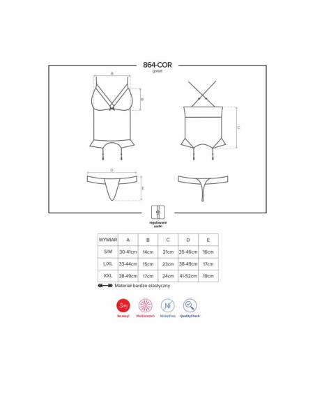 864-COR-1 corset & thong  black