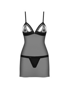 865-CHE-1 chemise & thong  black 2