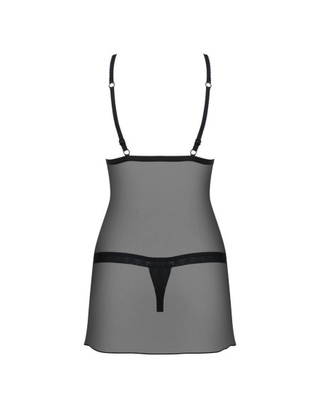 865-CHE-1 chemise & thong  black