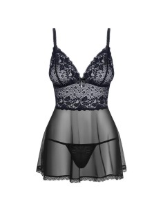 866-BAB-1 babydoll & thong  black 2