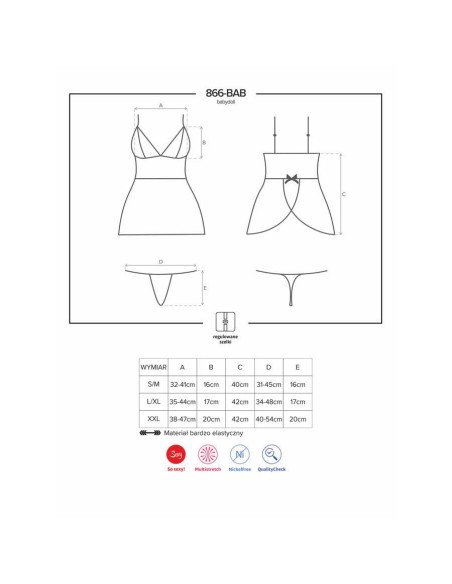 866-BAB-1 babydoll & thong  black