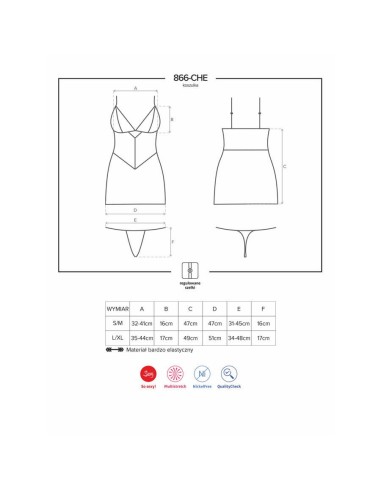 866-CHE-1 chemise & thong  black