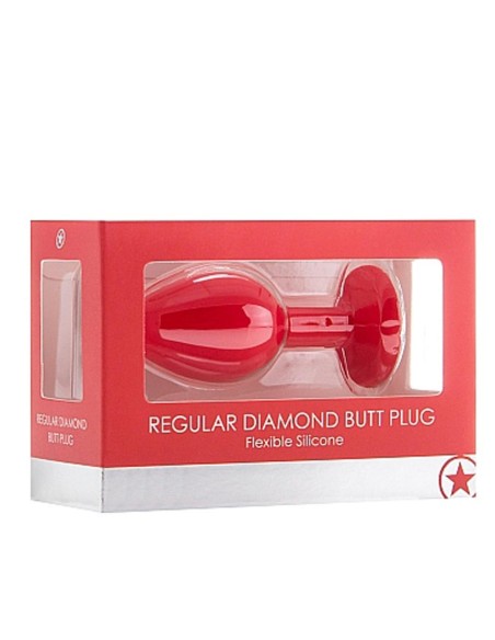 Regular Diamond Butt Plug - Red