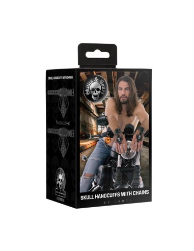 Handcuffs with Skulls and Chains - Blac