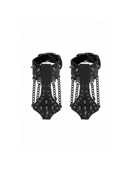 Handcuffs with Spikes and Chains - Blac