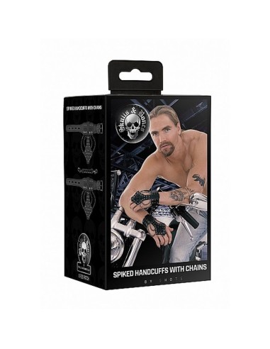 Handcuffs with Spikes and Chains - Blac