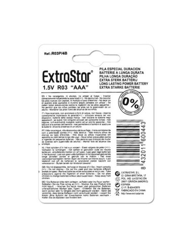 Batterie 1.5V AAA Size 4 pezzi EXTRASTAR