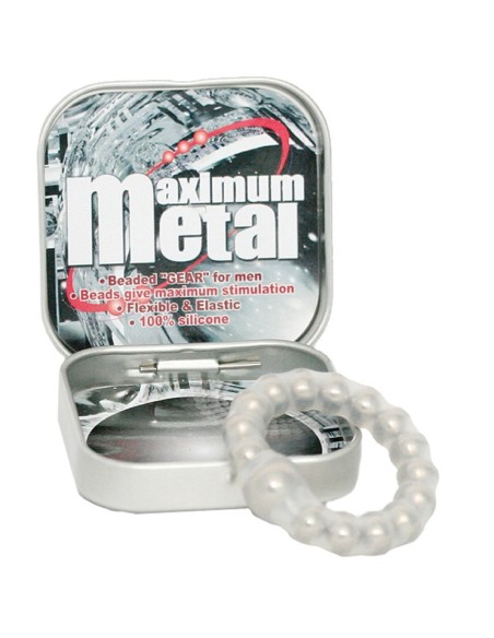 MAXIMUM METAL TRANSPARANT RING W BEADS