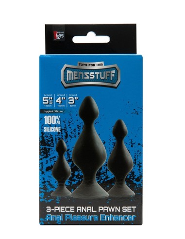 MENZSTUFF 3-PIECE ANAL PAWN SET BLACK
