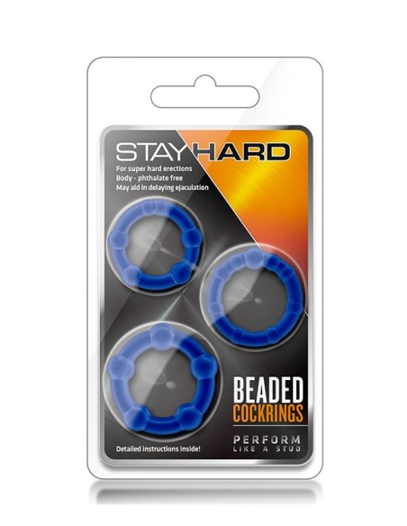 STAY HARD BEADED COCKRINGS BLUE