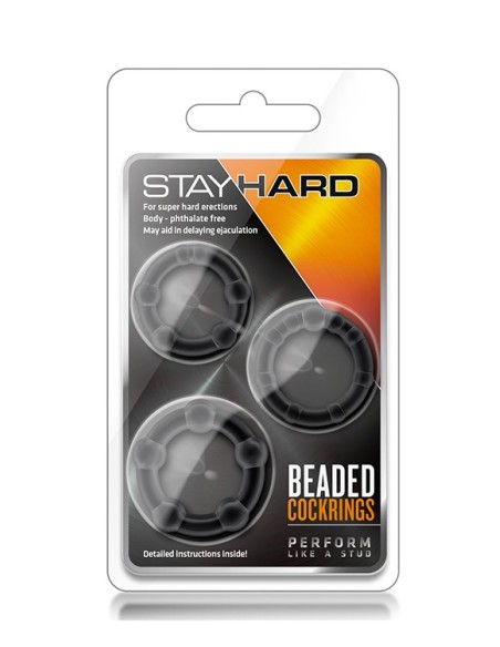 STAY HARD BEADED COCKRINGS BLACK