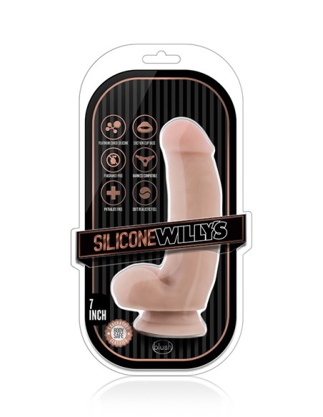 SILICONE WILLYS 7INCH DILDO WITH BALLS