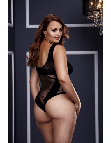 FISHNET JAQUARD V TEDDY BLACK