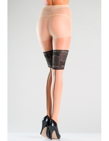 FAUX LACE TOP TIGHTS WITH BACKSEAM