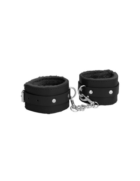 Ouch! Plush Leather Ankle Cuffs - Black