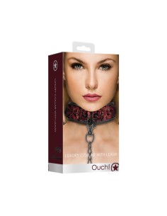 Luxury Collar with Leash - Burgundy