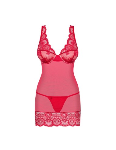 853-CHE-3 chemise & thong red
